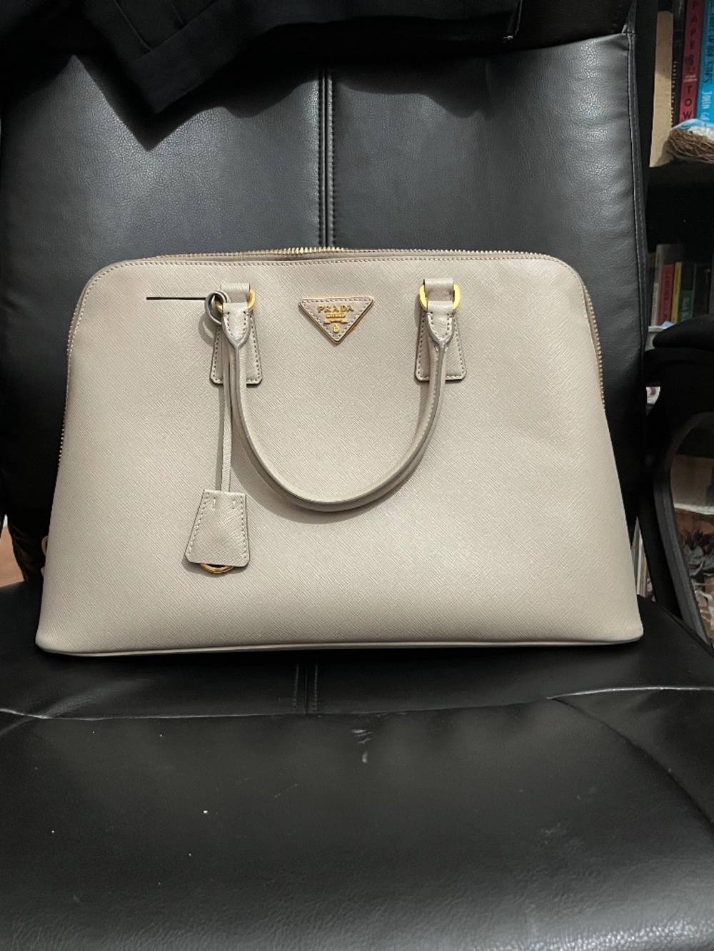 Prada beige saffiano leather Dome